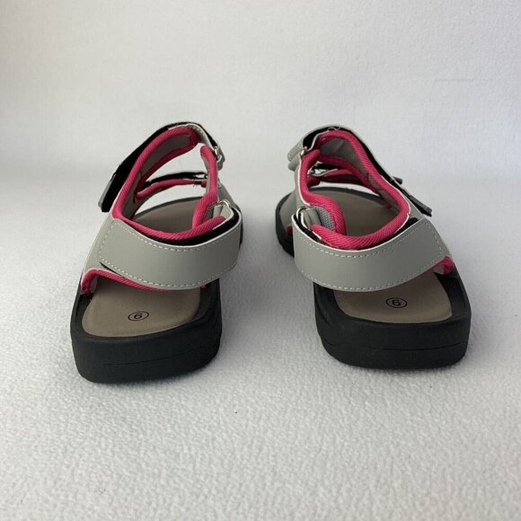 Coxist Ankle Adjustable Strap Hook & Loop Gray Pink Sandals Open Toe Size 6 - Picture 6 of 11